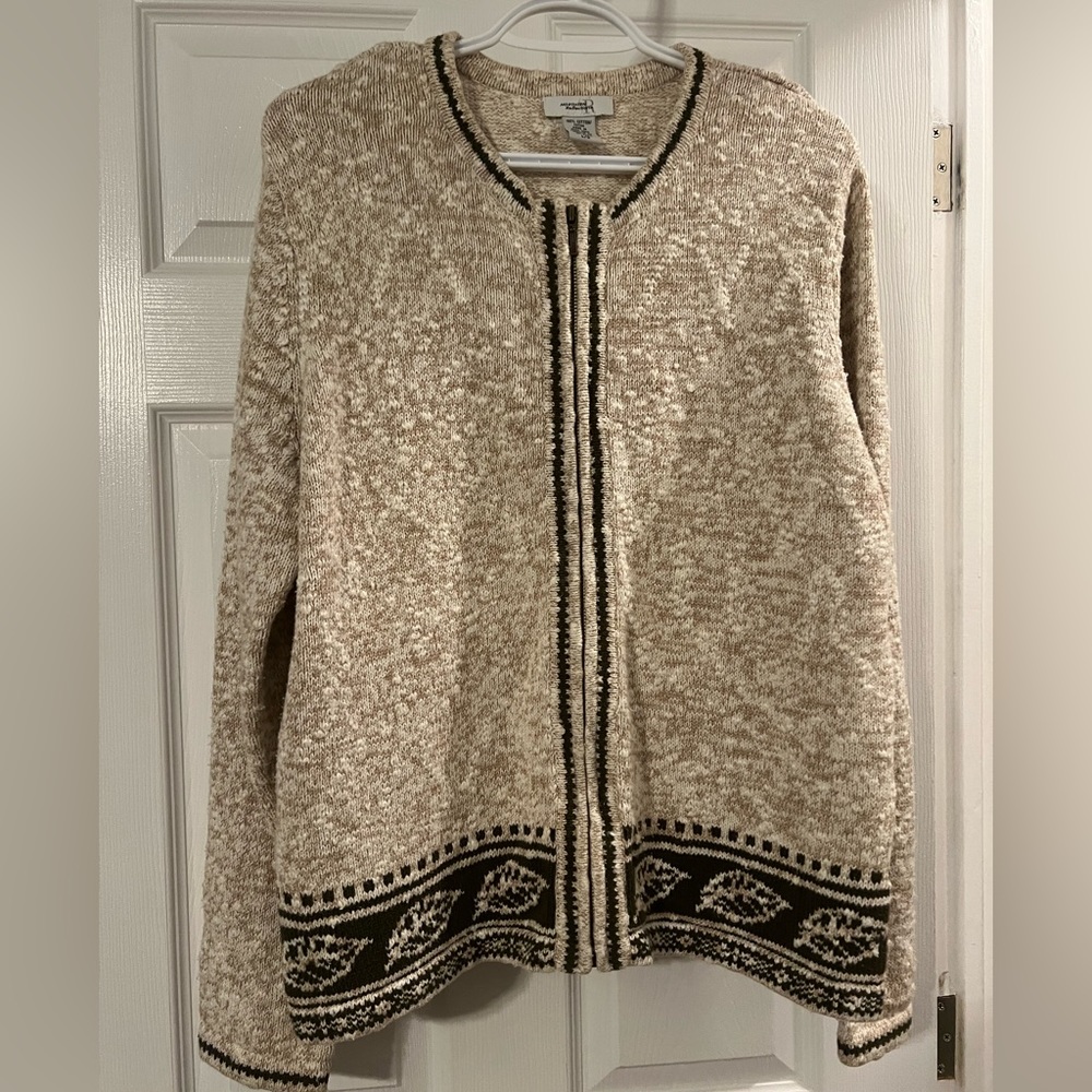 Vintage Knit Zip Up Sweater Cardigan size Large